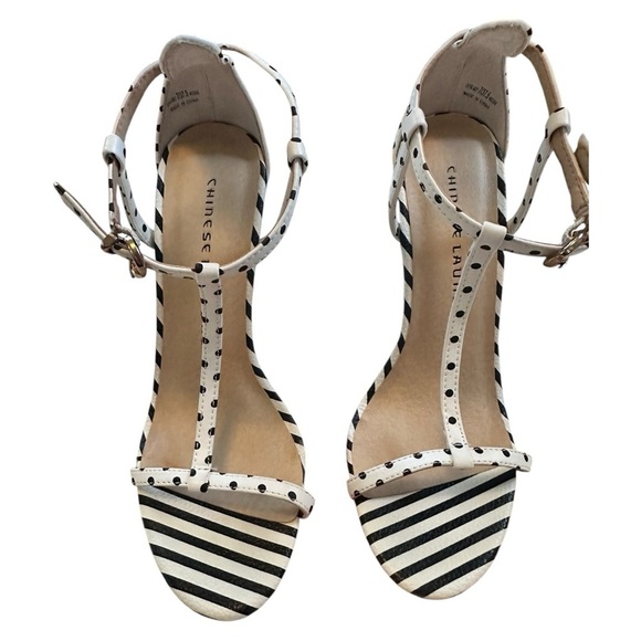 Chinese Laundry Polka Dot Dress Sandal,White and Black Size 7 - Picture 5 of 7